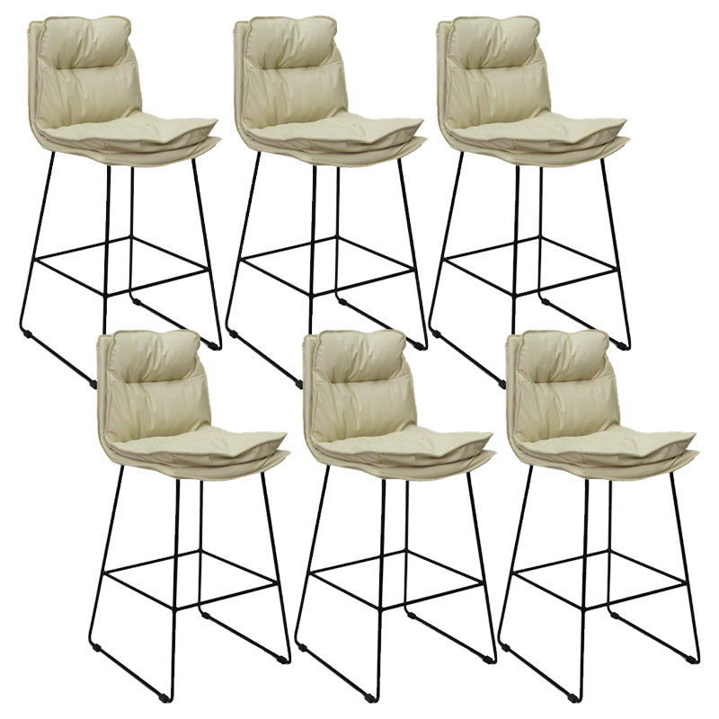 Modern Faux Leather Counter Stool Bar-height Bar Stool with Black Frame White 6 Piece Set Clearhalo 'Bar Furniture' 'Bar Stools' 'bar_stools' 'furn' 'furn_bar_stools' 'Furniture' 'Kitchen & Dining Furniture' 6371314