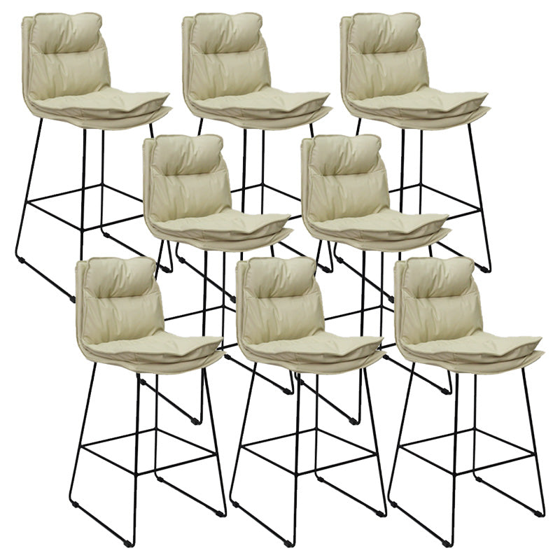 Modern Faux Leather Counter Stool Bar-height Bar Stool with Black Frame White 8 Piece Set Clearhalo 'Bar Furniture' 'Bar Stools' 'bar_stools' 'furn' 'furn_bar_stools' 'Furniture' 'Kitchen & Dining Furniture' 6371316