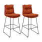 Modern Faux Leather Counter Stool Bar-height Bar Stool with Black Frame Orange 2 Piece Set Clearhalo 'Bar Furniture' 'Bar Stools' 'bar_stools' 'furn' 'furn_bar_stools' 'Furniture' 'Kitchen & Dining Furniture' 6371319