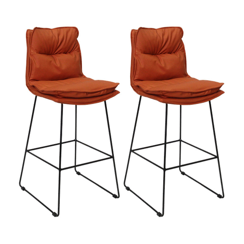 Modern Faux Leather Counter Stool Bar-height Bar Stool with Black Frame Orange 2 Piece Set Clearhalo 'Bar Furniture' 'Bar Stools' 'bar_stools' 'furn' 'furn_bar_stools' 'Furniture' 'Kitchen & Dining Furniture' 6371319