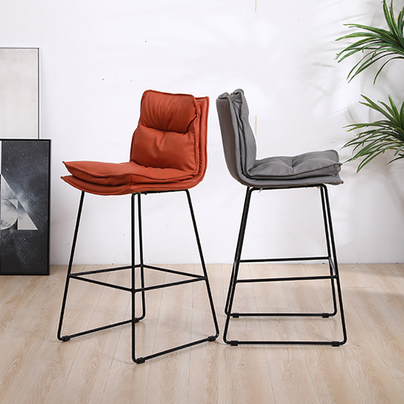 Modern Faux Leather Counter Stool Bar-height Bar Stool with Black Frame Clearhalo 'Bar Furniture' 'Bar Stools' 'bar_stools' 'furn' 'furn_bar_stools' 'Furniture' 'Kitchen & Dining Furniture' 6371320