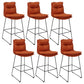 Modern Faux Leather Counter Stool Bar-height Bar Stool with Black Frame Orange 6 Piece Set Clearhalo 'Bar Furniture' 'Bar Stools' 'bar_stools' 'furn' 'furn_bar_stools' 'Furniture' 'Kitchen & Dining Furniture' 6371323