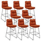 Modern Faux Leather Counter Stool Bar-height Bar Stool with Black Frame Orange 8 Piece Set Clearhalo 'Bar Furniture' 'Bar Stools' 'bar_stools' 'furn' 'furn_bar_stools' 'Furniture' 'Kitchen & Dining Furniture' 6371325