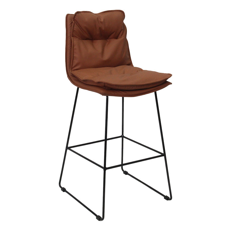 Modern Faux Leather Counter Stool Bar-height Bar Stool with Black Frame Brown 1 Piece Clearhalo 'Bar Furniture' 'Bar Stools' 'bar_stools' 'furn' 'furn_bar_stools' 'Furniture' 'Kitchen & Dining Furniture' 6371327