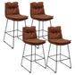 Modern Faux Leather Counter Stool Bar-height Bar Stool with Black Frame Brown 4 Piece Set Clearhalo 'Bar Furniture' 'Bar Stools' 'bar_stools' 'furn' 'furn_bar_stools' 'Furniture' 'Kitchen & Dining Furniture' 6371329