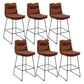 Modern Faux Leather Counter Stool Bar-height Bar Stool with Black Frame Brown 6 Piece Set Clearhalo 'Bar Furniture' 'Bar Stools' 'bar_stools' 'furn' 'furn_bar_stools' 'Furniture' 'Kitchen & Dining Furniture' 6371330