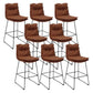 Modern Faux Leather Counter Stool Bar-height Bar Stool with Black Frame Brown 8 Piece Set Clearhalo 'Bar Furniture' 'Bar Stools' 'bar_stools' 'furn' 'furn_bar_stools' 'Furniture' 'Kitchen & Dining Furniture' 6371331