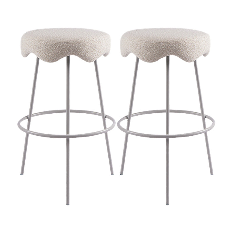 Contemporary Style Counter Stool Upholstered Bar-height Bar Stool with Metal Base White 2 Piece Set Clearhalo 'Bar Furniture' 'Bar Stools' 'bar_stools' 'furn' 'furn_bar_stools' 'Furniture' 'Kitchen & Dining Furniture' 6371521