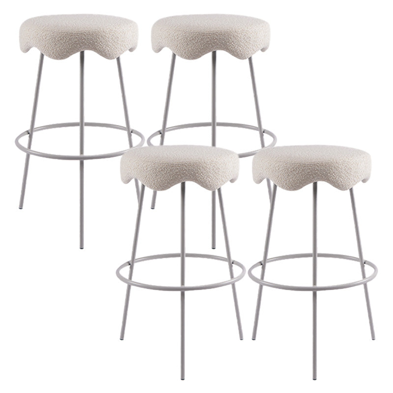 Contemporary Style Counter Stool Upholstered Bar-height Bar Stool with Metal Base White 4 Piece Set Clearhalo 'Bar Furniture' 'Bar Stools' 'bar_stools' 'furn' 'furn_bar_stools' 'Furniture' 'Kitchen & Dining Furniture' 6371523
