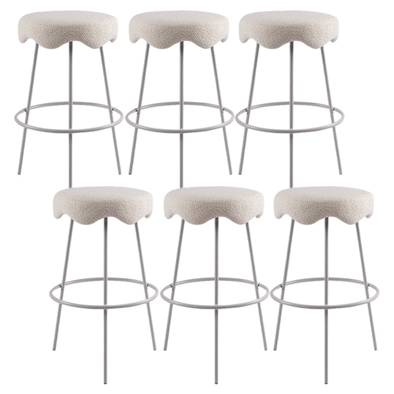 Contemporary Style Counter Stool Upholstered Bar-height Bar Stool with Metal Base White 6 Piece Set Clearhalo 'Bar Furniture' 'Bar Stools' 'bar_stools' 'furn' 'furn_bar_stools' 'Furniture' 'Kitchen & Dining Furniture' 6371526