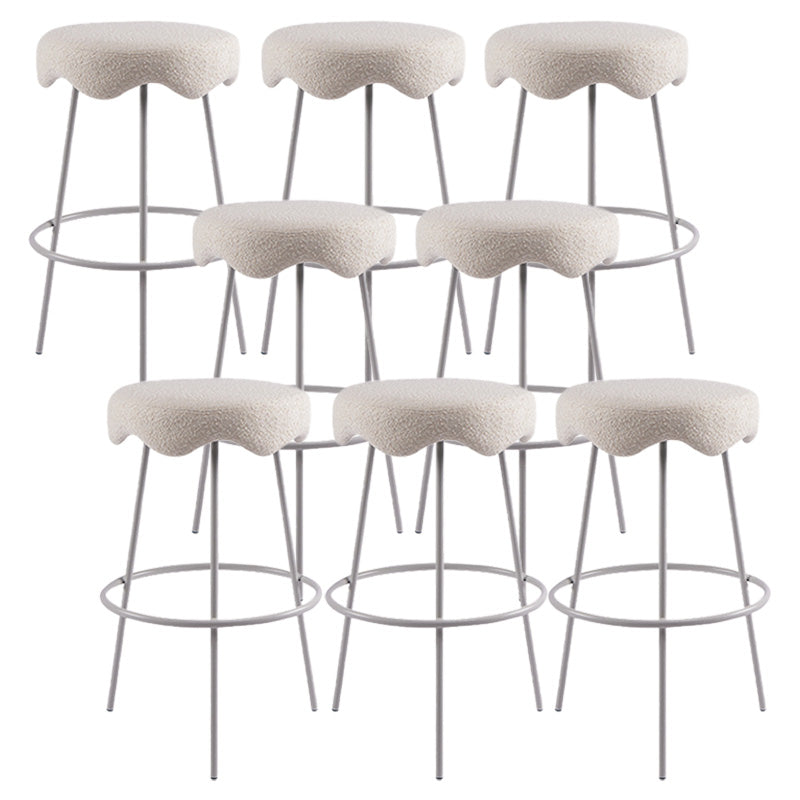 Contemporary Style Counter Stool Upholstered Bar-height Bar Stool with Metal Base White 8 Piece Set Clearhalo 'Bar Furniture' 'Bar Stools' 'bar_stools' 'furn' 'furn_bar_stools' 'Furniture' 'Kitchen & Dining Furniture' 6371528