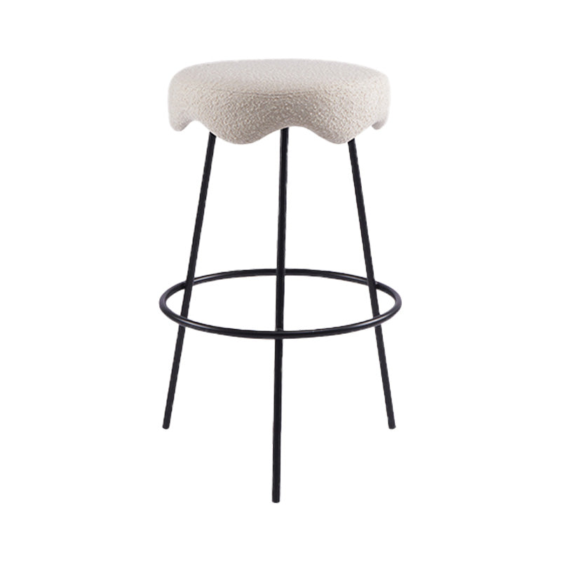 Contemporary Style Counter Stool Upholstered Bar-height Bar Stool with Metal Base Black White 1 Piece Clearhalo 'Bar Furniture' 'Bar Stools' 'bar_stools' 'furn' 'furn_bar_stools' 'Furniture' 'Kitchen & Dining Furniture' 6371530