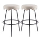 Contemporary Style Counter Stool Upholstered Bar-height Bar Stool with Metal Base Black White 2 Piece Set Clearhalo 'Bar Furniture' 'Bar Stools' 'bar_stools' 'furn' 'furn_bar_stools' 'Furniture' 'Kitchen & Dining Furniture' 6371532
