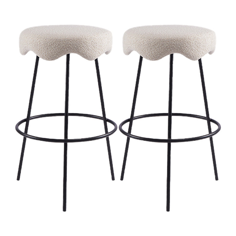 Contemporary Style Counter Stool Upholstered Bar-height Bar Stool with Metal Base Black White 2 Piece Set Clearhalo 'Bar Furniture' 'Bar Stools' 'bar_stools' 'furn' 'furn_bar_stools' 'Furniture' 'Kitchen & Dining Furniture' 6371532
