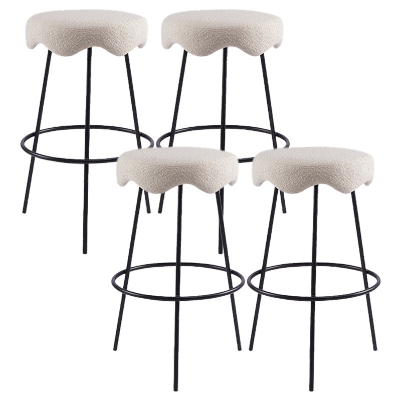 Contemporary Style Counter Stool Upholstered Bar-height Bar Stool with Metal Base Black White 4 Piece Set Clearhalo 'Bar Furniture' 'Bar Stools' 'bar_stools' 'furn' 'furn_bar_stools' 'Furniture' 'Kitchen & Dining Furniture' 6371534