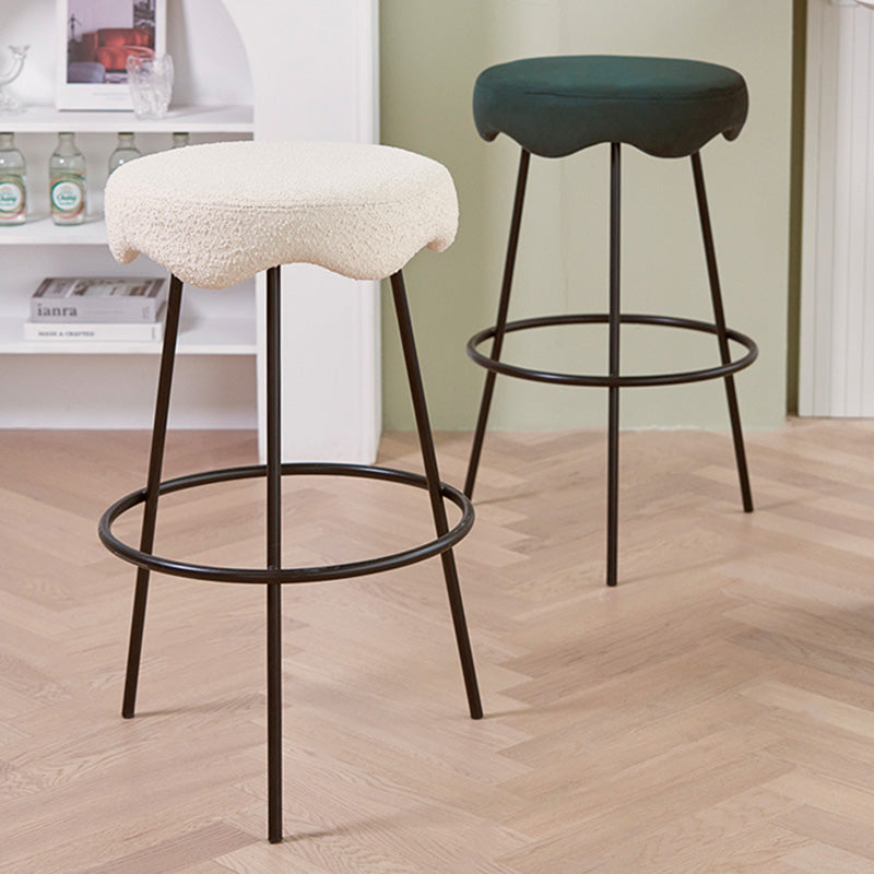 Contemporary Style Counter Stool Upholstered Bar-height Bar Stool with Metal Base Clearhalo 'Bar Furniture' 'Bar Stools' 'bar_stools' 'furn' 'furn_bar_stools' 'Furniture' 'Kitchen & Dining Furniture' 6371535