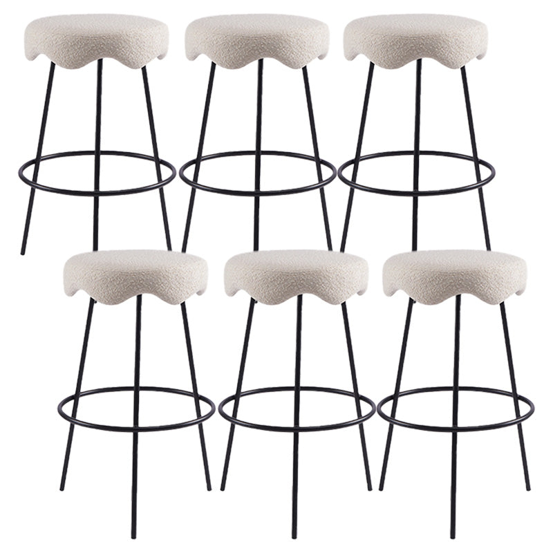 Contemporary Style Counter Stool Upholstered Bar-height Bar Stool with Metal Base Black White 6 Piece Set Clearhalo 'Bar Furniture' 'Bar Stools' 'bar_stools' 'furn' 'furn_bar_stools' 'Furniture' 'Kitchen & Dining Furniture' 6371536