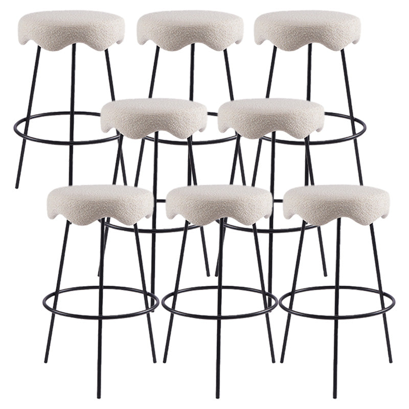 Contemporary Style Counter Stool Upholstered Bar-height Bar Stool with Metal Base Black White 8 Piece Set Clearhalo 'Bar Furniture' 'Bar Stools' 'bar_stools' 'furn' 'furn_bar_stools' 'Furniture' 'Kitchen & Dining Furniture' 6371538