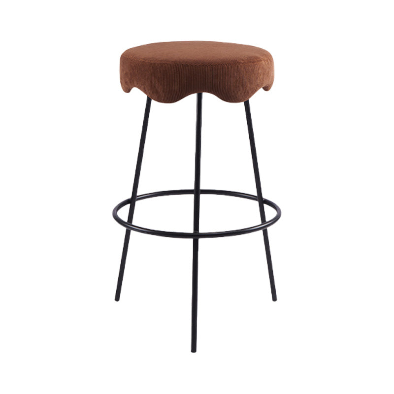 Contemporary Style Counter Stool Upholstered Bar-height Bar Stool with Metal Base Black-Brown 1 Piece Clearhalo 'Bar Furniture' 'Bar Stools' 'bar_stools' 'furn' 'furn_bar_stools' 'Furniture' 'Kitchen & Dining Furniture' 6371540