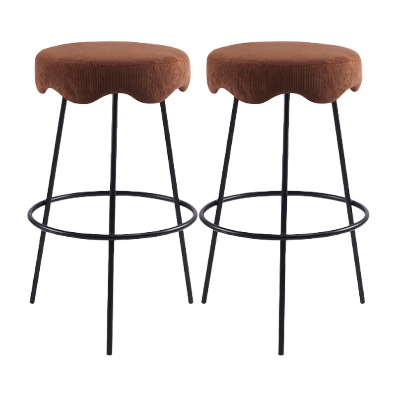 Contemporary Style Counter Stool Upholstered Bar-height Bar Stool with Metal Base Black-Brown 2 Piece Set Clearhalo 'Bar Furniture' 'Bar Stools' 'bar_stools' 'furn' 'furn_bar_stools' 'Furniture' 'Kitchen & Dining Furniture' 6371542