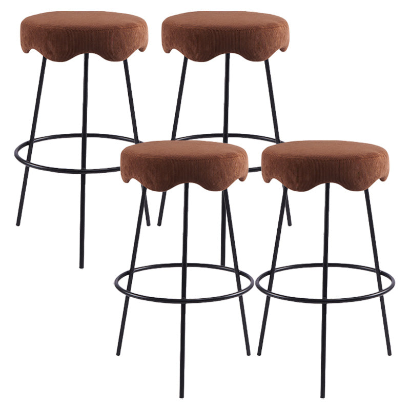 Contemporary Style Counter Stool Upholstered Bar-height Bar Stool with Metal Base Black-Brown 4 Piece Set Clearhalo 'Bar Furniture' 'Bar Stools' 'bar_stools' 'furn' 'furn_bar_stools' 'Furniture' 'Kitchen & Dining Furniture' 6371544