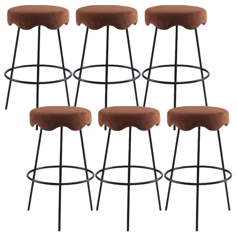 Contemporary Style Counter Stool Upholstered Bar-height Bar Stool with Metal Base Black-Brown 6 Piece Set Clearhalo 'Bar Furniture' 'Bar Stools' 'bar_stools' 'furn' 'furn_bar_stools' 'Furniture' 'Kitchen & Dining Furniture' 6371545