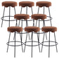 Contemporary Style Counter Stool Upholstered Bar-height Bar Stool with Metal Base Black-Brown 8 Piece Set Clearhalo 'Bar Furniture' 'Bar Stools' 'bar_stools' 'furn' 'furn_bar_stools' 'Furniture' 'Kitchen & Dining Furniture' 6371547