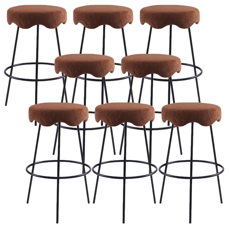 Contemporary Style Counter Stool Upholstered Bar-height Bar Stool with Metal Base Black-Brown 8 Piece Set Clearhalo 'Bar Furniture' 'Bar Stools' 'bar_stools' 'furn' 'furn_bar_stools' 'Furniture' 'Kitchen & Dining Furniture' 6371547