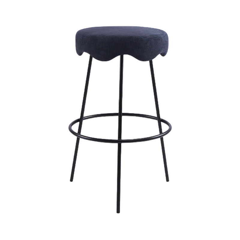 Contemporary Style Counter Stool Upholstered Bar-height Bar Stool with Metal Base Blue-Black 1 Piece Clearhalo 'Bar Furniture' 'Bar Stools' 'bar_stools' 'furn' 'furn_bar_stools' 'Furniture' 'Kitchen & Dining Furniture' 6371548