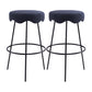 Contemporary Style Counter Stool Upholstered Bar-height Bar Stool with Metal Base Blue-Black 2 Piece Set Clearhalo 'Bar Furniture' 'Bar Stools' 'bar_stools' 'furn' 'furn_bar_stools' 'Furniture' 'Kitchen & Dining Furniture' 6371549