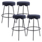 Contemporary Style Counter Stool Upholstered Bar-height Bar Stool with Metal Base Blue-Black 4 Piece Set Clearhalo 'Bar Furniture' 'Bar Stools' 'bar_stools' 'furn' 'furn_bar_stools' 'Furniture' 'Kitchen & Dining Furniture' 6371550