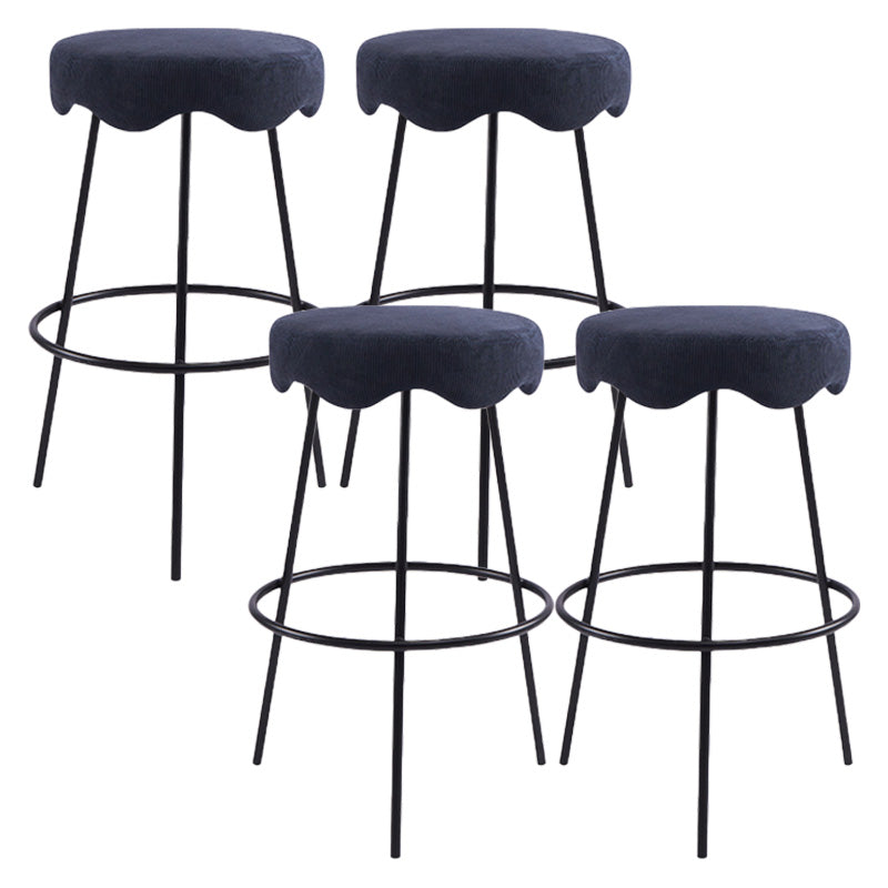 Contemporary Style Counter Stool Upholstered Bar-height Bar Stool with Metal Base Blue-Black 4 Piece Set Clearhalo 'Bar Furniture' 'Bar Stools' 'bar_stools' 'furn' 'furn_bar_stools' 'Furniture' 'Kitchen & Dining Furniture' 6371550