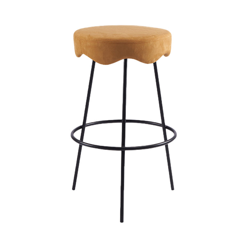 Contemporary Style Counter Stool Upholstered Bar-height Bar Stool with Metal Base Yellow Black 1 Piece Clearhalo 'Bar Furniture' 'Bar Stools' 'bar_stools' 'furn' 'furn_bar_stools' 'Furniture' 'Kitchen & Dining Furniture' 6371553
