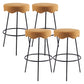 Contemporary Style Counter Stool Upholstered Bar-height Bar Stool with Metal Base Yellow Black 4 Piece Set Clearhalo 'Bar Furniture' 'Bar Stools' 'bar_stools' 'furn' 'furn_bar_stools' 'Furniture' 'Kitchen & Dining Furniture' 6371555