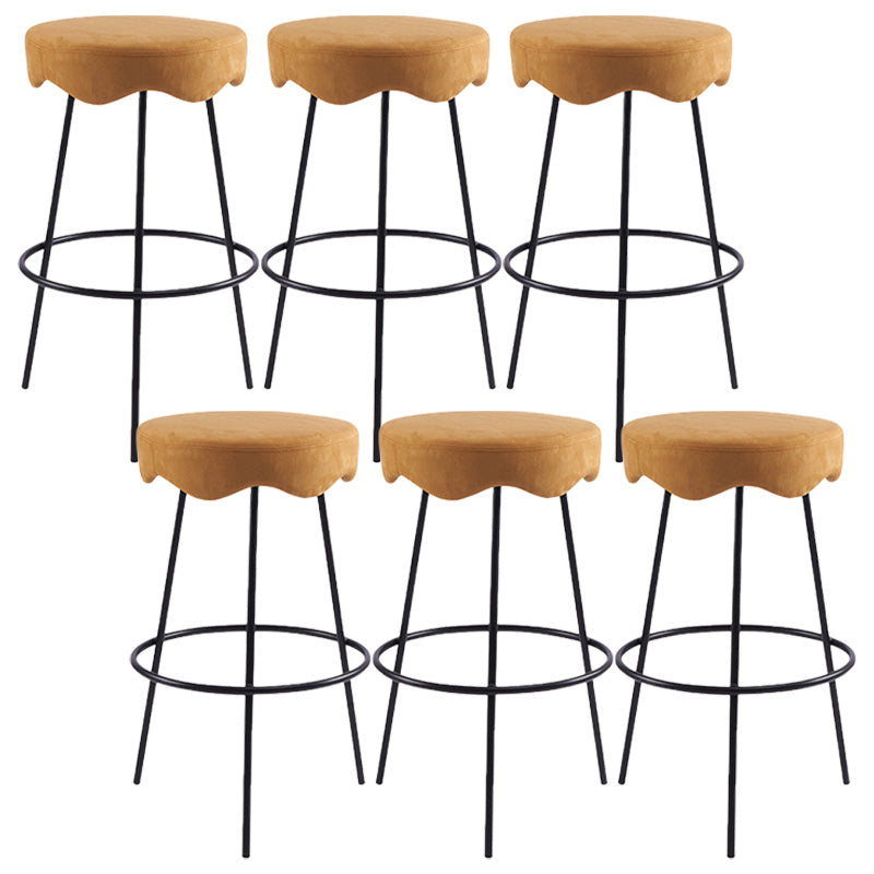 Contemporary Style Counter Stool Upholstered Bar-height Bar Stool with Metal Base Yellow Black 6 Piece Set Clearhalo 'Bar Furniture' 'Bar Stools' 'bar_stools' 'furn' 'furn_bar_stools' 'Furniture' 'Kitchen & Dining Furniture' 6371556