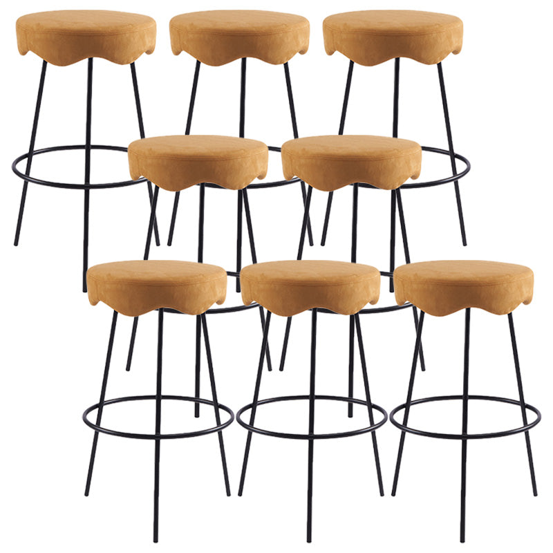 Contemporary Style Counter Stool Upholstered Bar-height Bar Stool with Metal Base Yellow Black 8 Piece Set Clearhalo 'Bar Furniture' 'Bar Stools' 'bar_stools' 'furn' 'furn_bar_stools' 'Furniture' 'Kitchen & Dining Furniture' 6371557