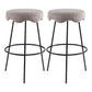 Contemporary Style Counter Stool Upholstered Bar-height Bar Stool with Metal Base Black-Gray 2 Piece Set Clearhalo 'Bar Furniture' 'Bar Stools' 'bar_stools' 'furn' 'furn_bar_stools' 'Furniture' 'Kitchen & Dining Furniture' 6371559