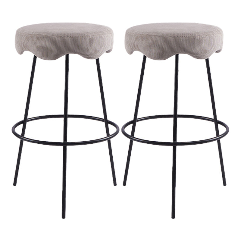 Contemporary Style Counter Stool Upholstered Bar-height Bar Stool with Metal Base Black-Gray 2 Piece Set Clearhalo 'Bar Furniture' 'Bar Stools' 'bar_stools' 'furn' 'furn_bar_stools' 'Furniture' 'Kitchen & Dining Furniture' 6371559