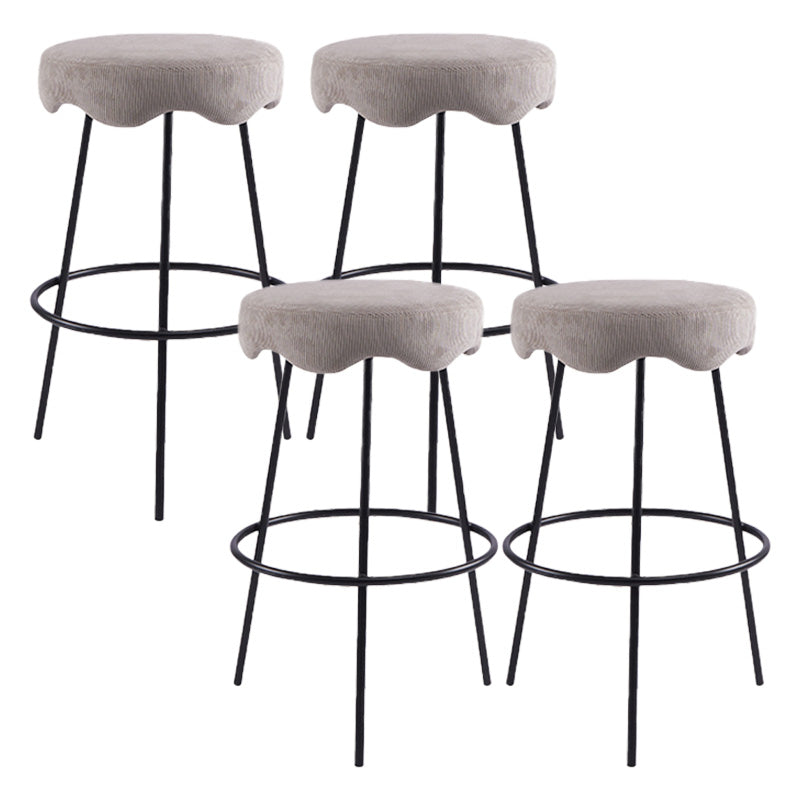 Contemporary Style Counter Stool Upholstered Bar-height Bar Stool with Metal Base Black-Gray 4 Piece Set Clearhalo 'Bar Furniture' 'Bar Stools' 'bar_stools' 'furn' 'furn_bar_stools' 'Furniture' 'Kitchen & Dining Furniture' 6371560
