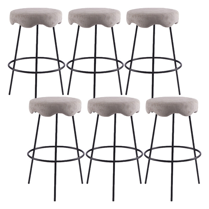 Contemporary Style Counter Stool Upholstered Bar-height Bar Stool with Metal Base Black-Gray 6 Piece Set Clearhalo 'Bar Furniture' 'Bar Stools' 'bar_stools' 'furn' 'furn_bar_stools' 'Furniture' 'Kitchen & Dining Furniture' 6371561