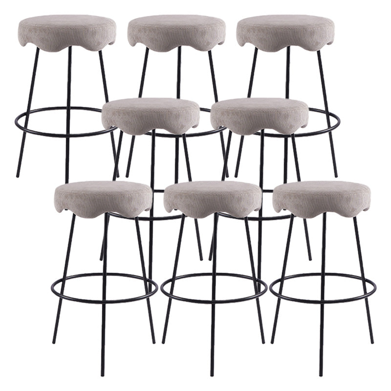 Contemporary Style Counter Stool Upholstered Bar-height Bar Stool with Metal Base Black-Gray 8 Piece Set Clearhalo 'Bar Furniture' 'Bar Stools' 'bar_stools' 'furn' 'furn_bar_stools' 'Furniture' 'Kitchen & Dining Furniture' 6371562
