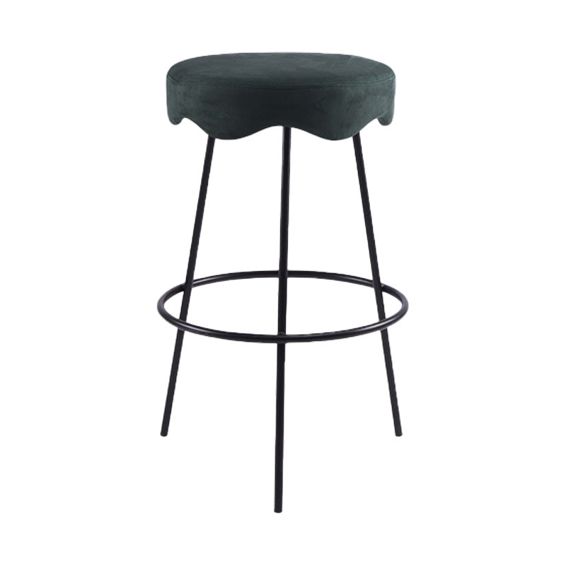 Contemporary Style Counter Stool Upholstered Bar-height Bar Stool with Metal Base Black Green 1 Piece Clearhalo 'Bar Furniture' 'Bar Stools' 'bar_stools' 'furn' 'furn_bar_stools' 'Furniture' 'Kitchen & Dining Furniture' 6371563