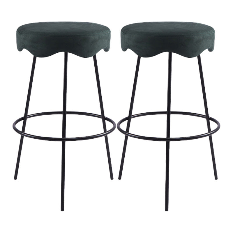 Contemporary Style Counter Stool Upholstered Bar-height Bar Stool with Metal Base Black Green 2 Piece Set Clearhalo 'Bar Furniture' 'Bar Stools' 'bar_stools' 'furn' 'furn_bar_stools' 'Furniture' 'Kitchen & Dining Furniture' 6371564
