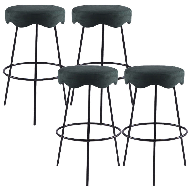 Contemporary Style Counter Stool Upholstered Bar-height Bar Stool with Metal Base Black Green 4 Piece Set Clearhalo 'Bar Furniture' 'Bar Stools' 'bar_stools' 'furn' 'furn_bar_stools' 'Furniture' 'Kitchen & Dining Furniture' 6371565