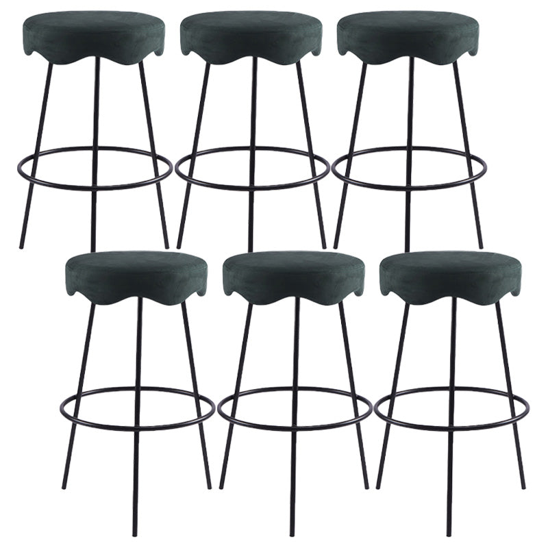 Contemporary Style Counter Stool Upholstered Bar-height Bar Stool with Metal Base Black Green 6 Piece Set Clearhalo 'Bar Furniture' 'Bar Stools' 'bar_stools' 'furn' 'furn_bar_stools' 'Furniture' 'Kitchen & Dining Furniture' 6371566
