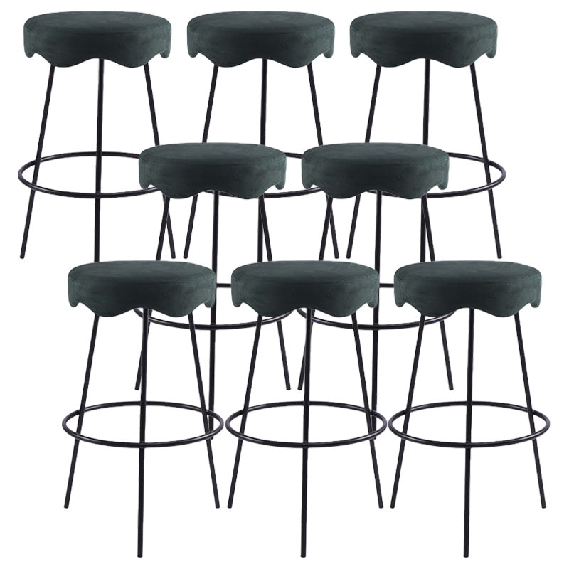 Contemporary Style Counter Stool Upholstered Bar-height Bar Stool with Metal Base Black Green 8 Piece Set Clearhalo 'Bar Furniture' 'Bar Stools' 'bar_stools' 'furn' 'furn_bar_stools' 'Furniture' 'Kitchen & Dining Furniture' 6371567