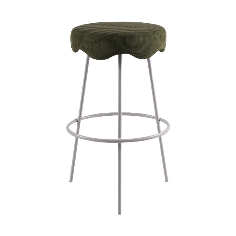 Contemporary Style Counter Stool Upholstered Bar-height Bar Stool with Metal Base White-Green 1 Piece Clearhalo 'Bar Furniture' 'Bar Stools' 'bar_stools' 'furn' 'furn_bar_stools' 'Furniture' 'Kitchen & Dining Furniture' 6371568