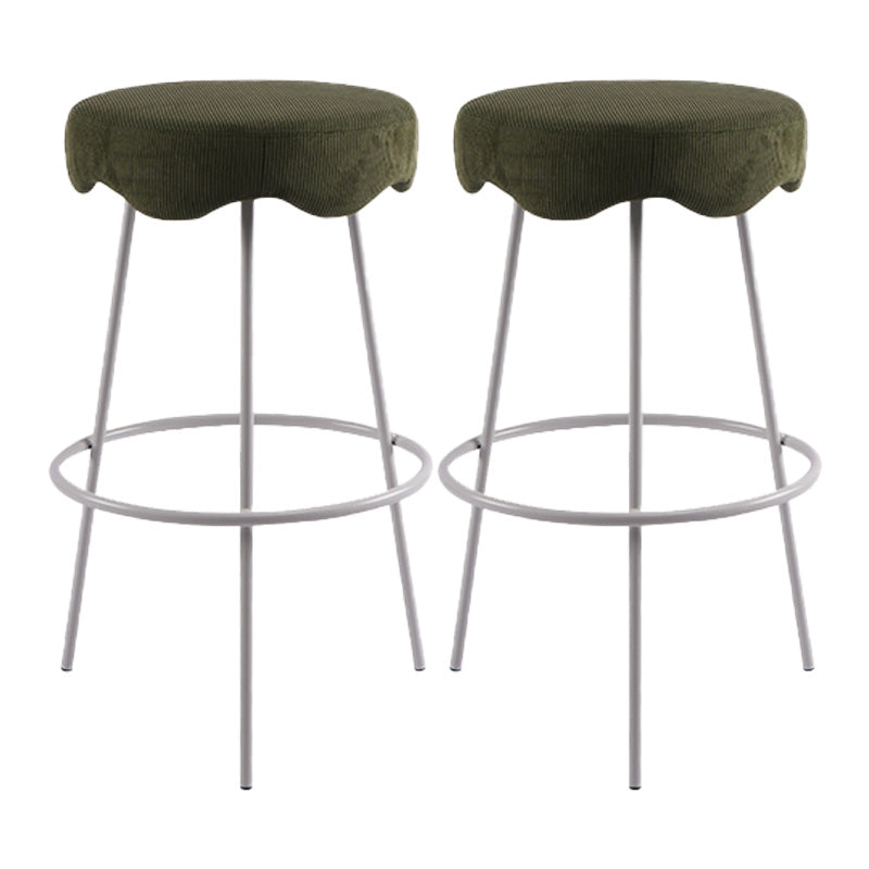 Contemporary Style Counter Stool Upholstered Bar-height Bar Stool with Metal Base White-Green 2 Piece Set Clearhalo 'Bar Furniture' 'Bar Stools' 'bar_stools' 'furn' 'furn_bar_stools' 'Furniture' 'Kitchen & Dining Furniture' 6371569