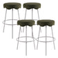 Contemporary Style Counter Stool Upholstered Bar-height Bar Stool with Metal Base White-Green 4 Piece Set Clearhalo 'Bar Furniture' 'Bar Stools' 'bar_stools' 'furn' 'furn_bar_stools' 'Furniture' 'Kitchen & Dining Furniture' 6371570