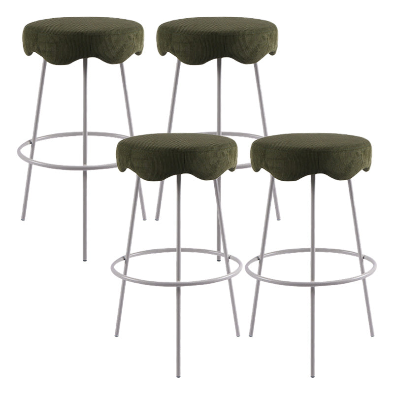 Contemporary Style Counter Stool Upholstered Bar-height Bar Stool with Metal Base White-Green 4 Piece Set Clearhalo 'Bar Furniture' 'Bar Stools' 'bar_stools' 'furn' 'furn_bar_stools' 'Furniture' 'Kitchen & Dining Furniture' 6371570